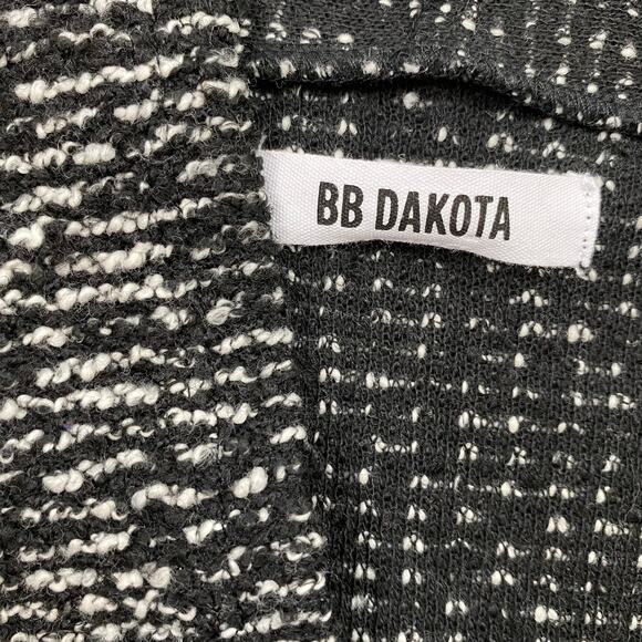 BB Dakota Black White Short 3/4 Sleeve Open Front Longline Boucle Cardigan XS - Picture 8 of 13